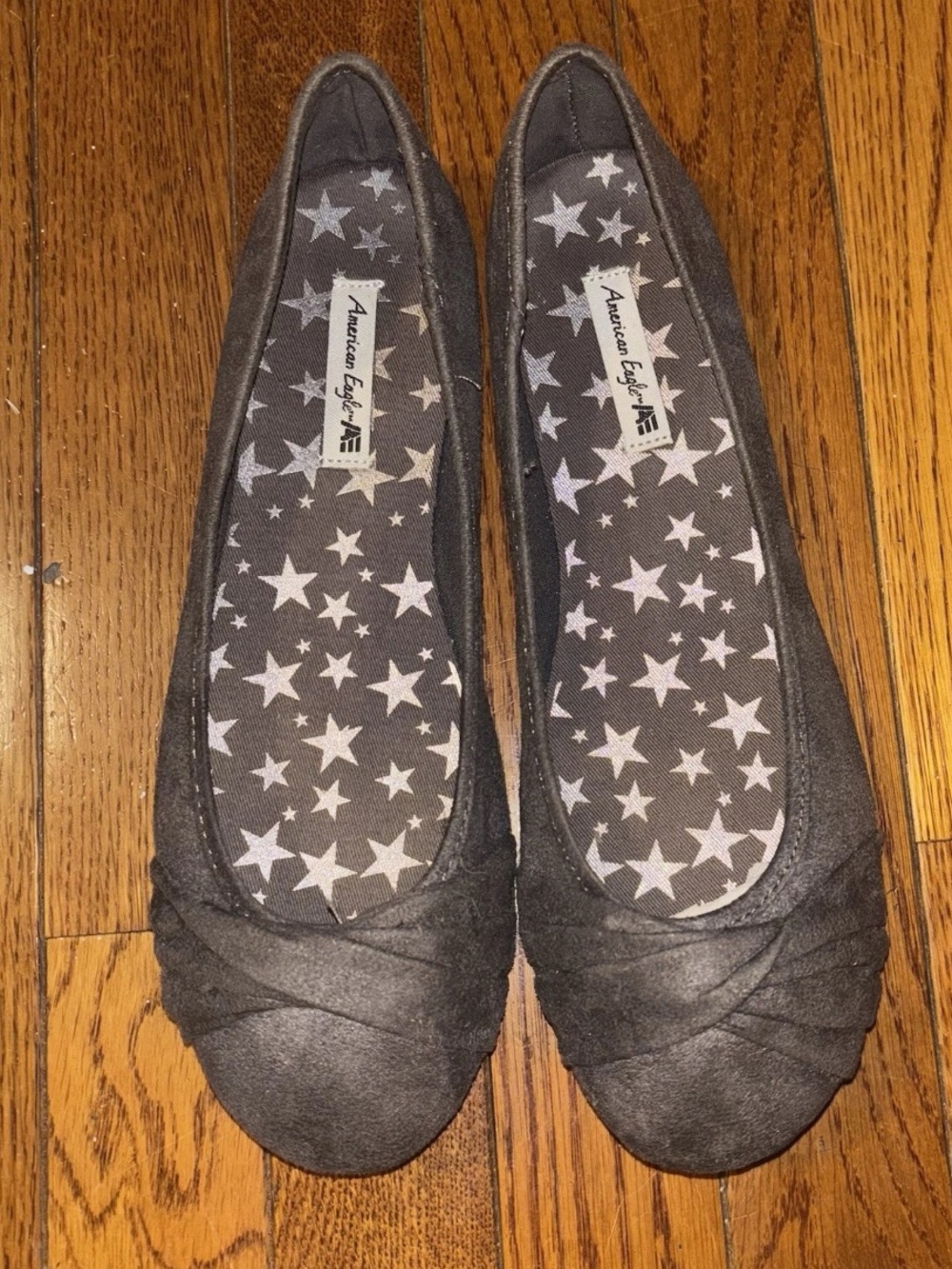 Vintage Y2K American Eagle Grey Casual Ballet Flats With Star Print Soles 9 1/2